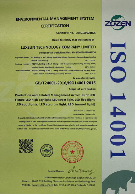 Chiny Luxsun lighting Co.,Ltd Certyfikaty