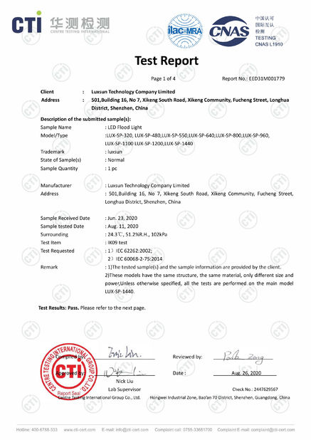Chiny Luxsun lighting Co.,Ltd Certyfikaty