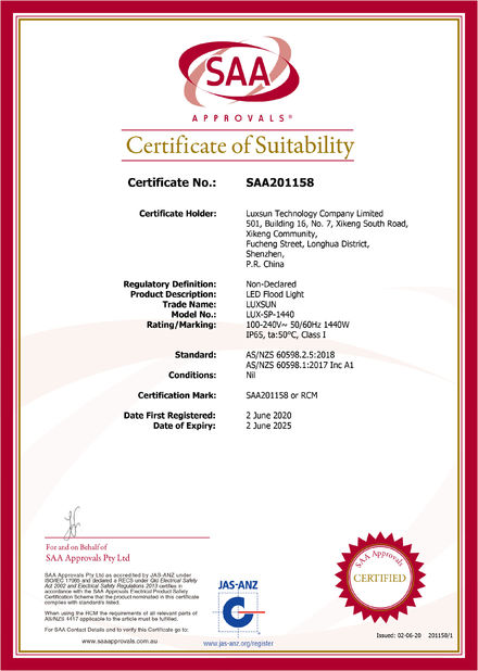 Chiny Luxsun lighting Co.,Ltd Certyfikaty